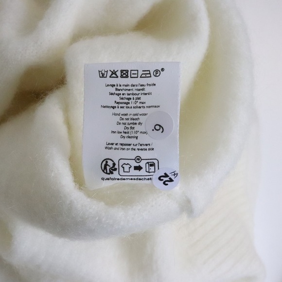 NWT Sezane Zaria Jumper Bow Neck Sweater XL Ecru Mohair Ivory White Pullover - Picture 10 of 10